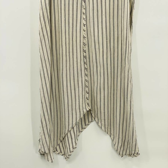 Splendid Tie Waist Midi Dress Asymmetrical Hem Size Extra Large Cream Black - Picture 5 of 10